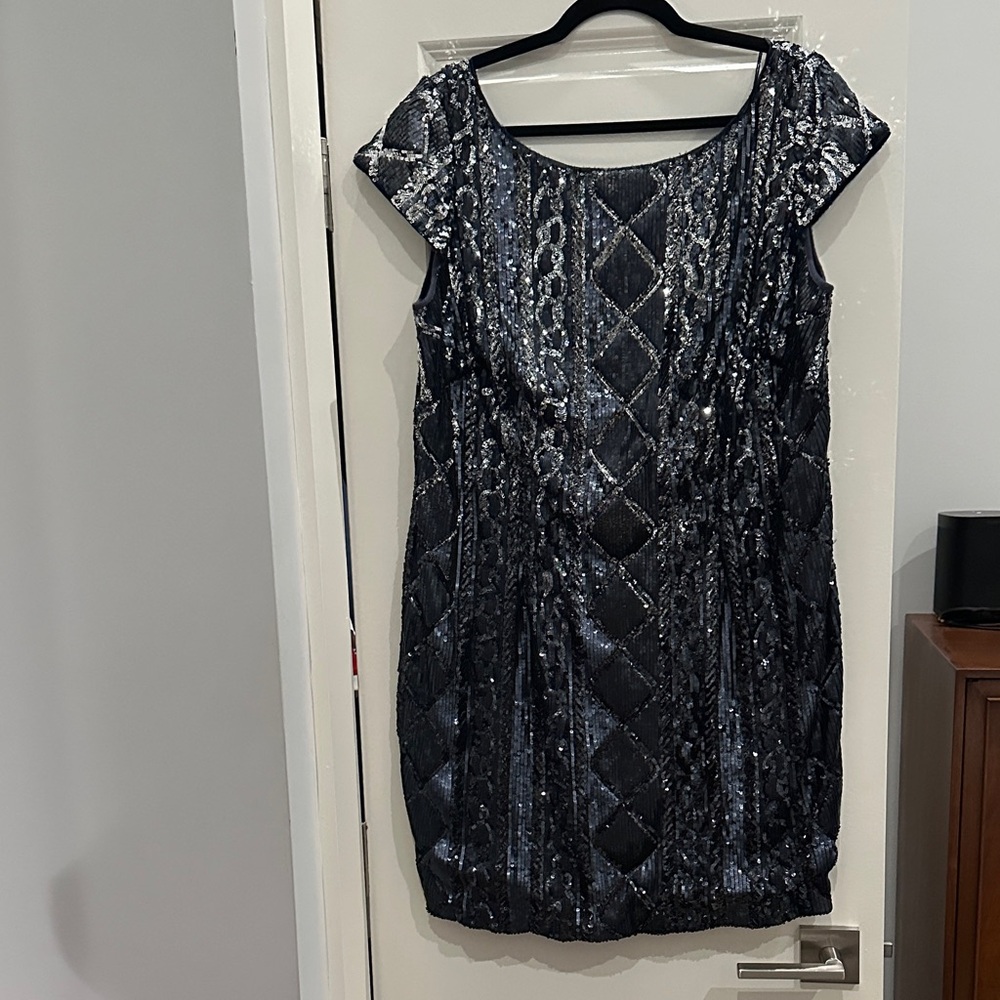 Elegant Black and Navy Sequin Dress
